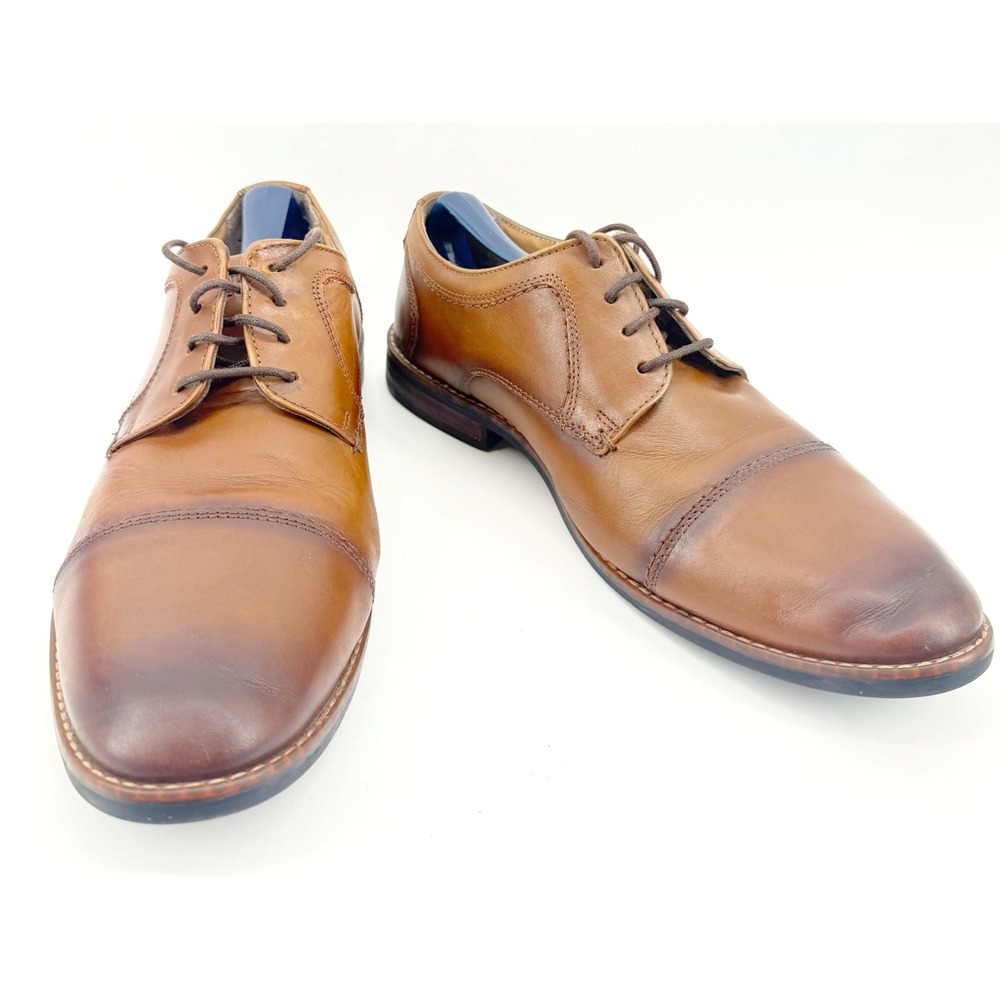 Nunn Bush Cap Toe Oxford Mens 10 M Tan Leather Comfort Gel Dress Shoes Preppy